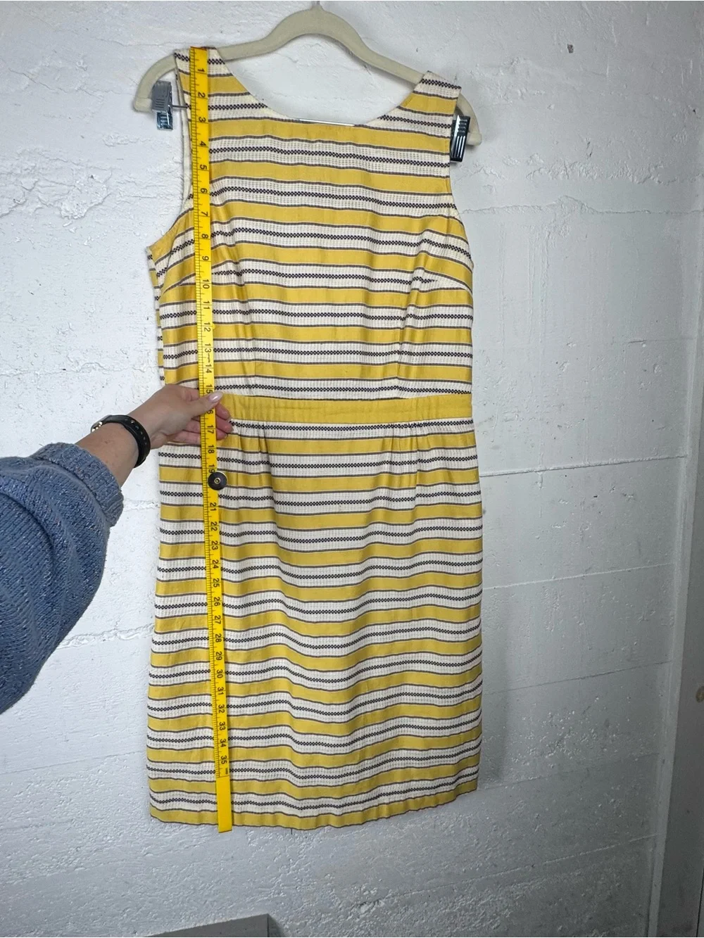 Boden Grace Yellow Purple Stripe Sheath Dress‎ sz Sleeveless Summer US 10 L
